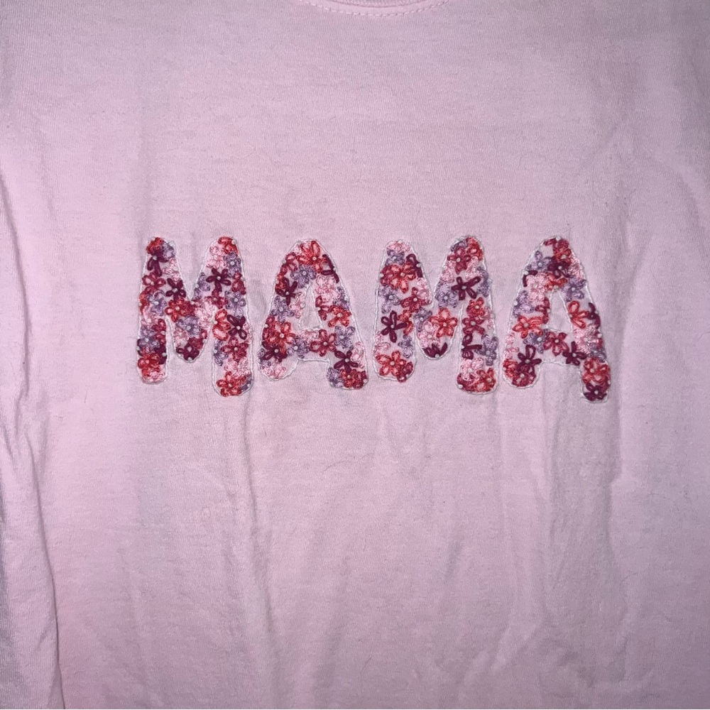 Hand Embroidered 'Mama' Graphic T-Shirt - Picture 2 of 4